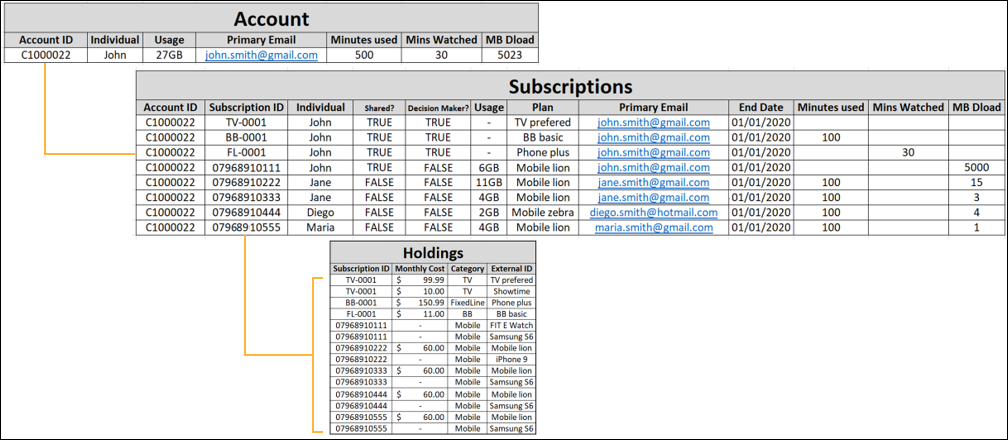 An account that consists of many subscriptions. The detailed view of a
                    subscription shows multiple products.