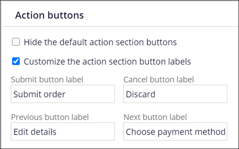 A section with flow action buttons that have
                                                  customized values.