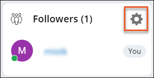 The Followers section with the gear icon for management of followers.