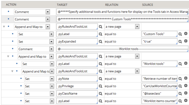 The custom tools section with the worklist tools subsection