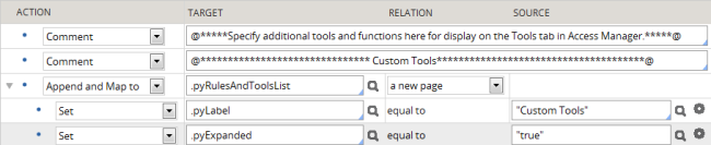 The expanded top-level section for custom tools