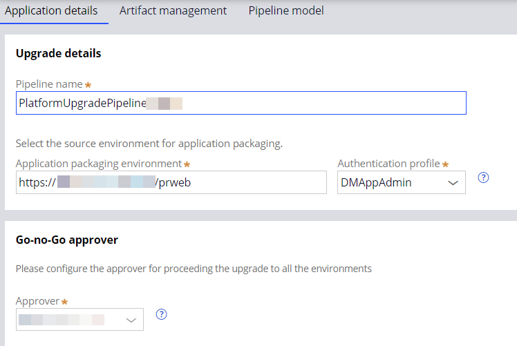 Application details overview for update pipelines.