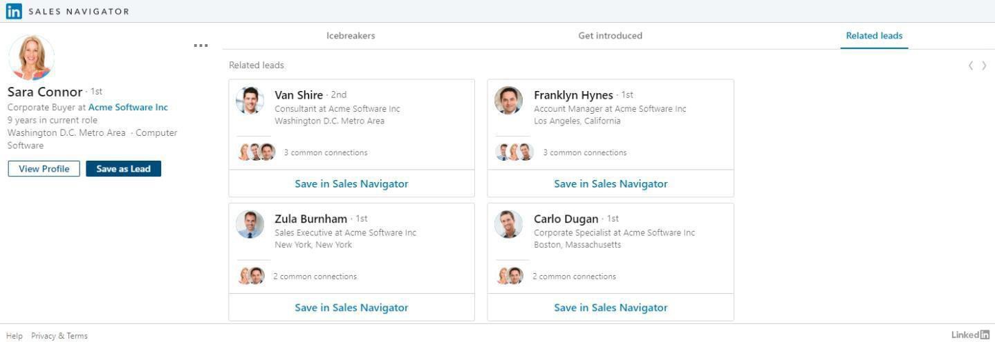 A LinkedIn Sales Navigator profile