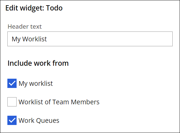 The My worklist and Work queues checkboxes are selected