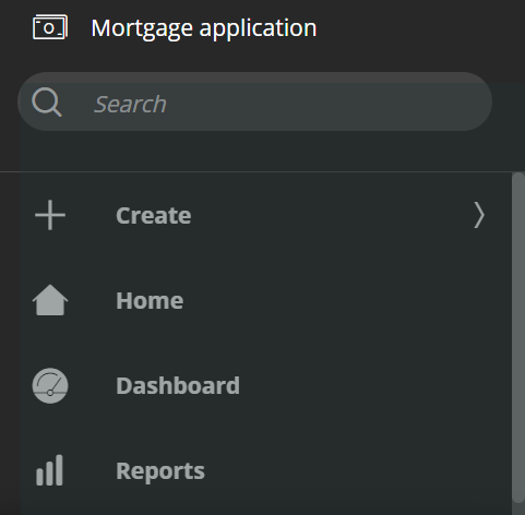 Sample banner at the top of the navigation menu with a money icon and the application's name - Mortgage application.