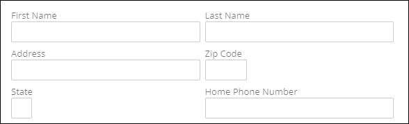 Sample inline grid layout that captures personal information, such as name or address