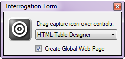 HTML Table Designer selected as the interrogation option