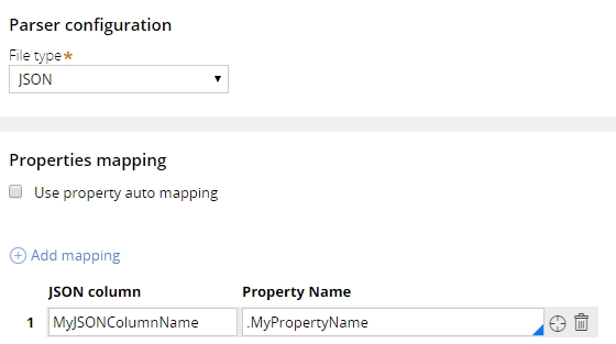 Parser configuration with property mapping options
