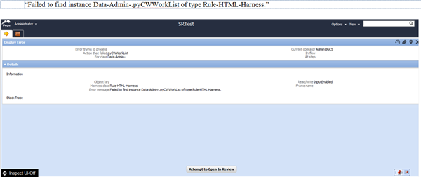 Failed to find instance Data-admin-.pyCWWorkList of type Rule-HTML-Harness