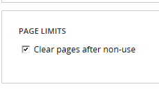 The "Clear pages after non-use" check box