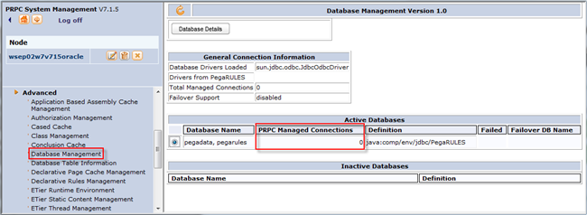PRPC 7.1.5 SMA Active Databases PRPC Managed Connections