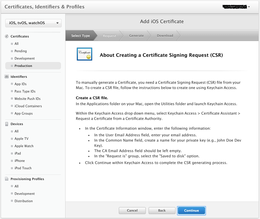 About Creating a Certificate Signing Request screen