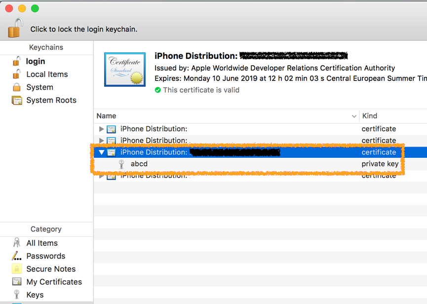 iPhone Distribution screen
