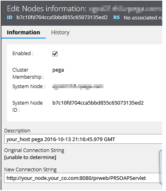 Edit Nodes information, New Connection String specified with your node URL