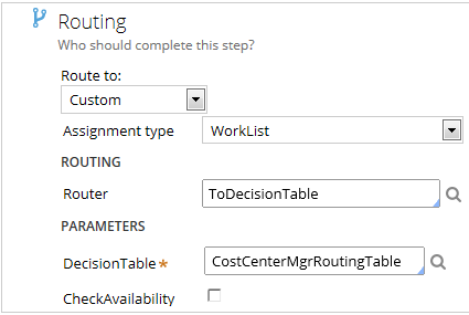 Route to worklist using decision table