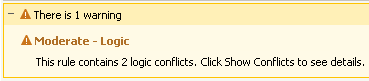 Logic conflicts warning