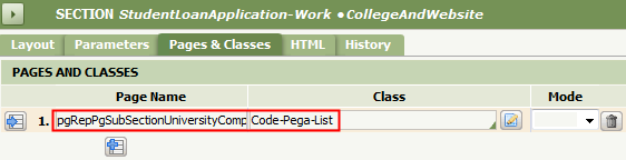 Pages & Classes tab