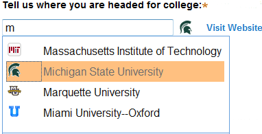Select college from list