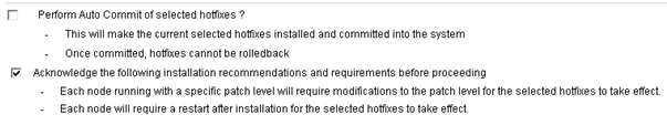 Hotfix installation option Perform Auto Commit