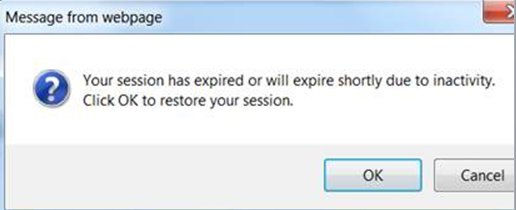 Message from webpage Your session has expired