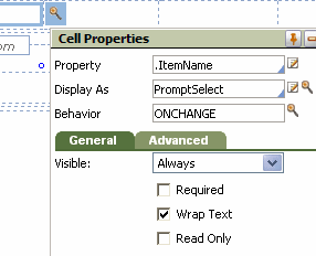 properties for a dropdown menu