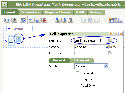 Cell Properties for the checkbox