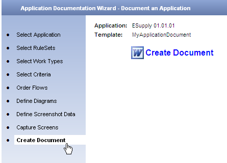 Create Document wizard tab