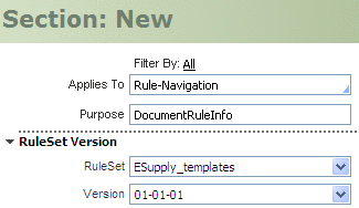 New section rule dialog for DocumentUsage section
