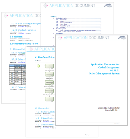 Example pages from an output document