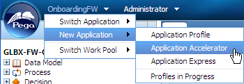Application Accelerator choice in application menu