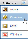 Actions menu with Overview selected