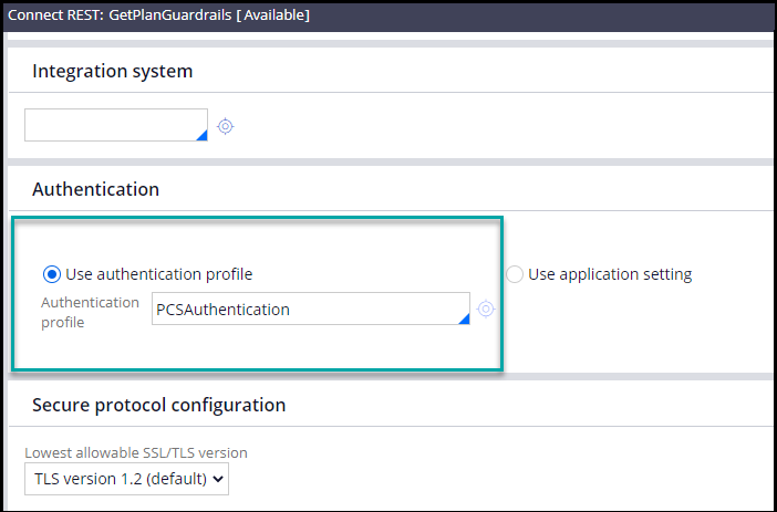 Authentication profile in REST connector rule